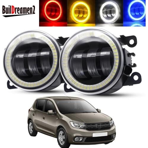 2 X Angel Eye Fog Light Assembly Car LED Lens Fog Daytime Running Lamp DRL 30W 6000LM 12V For Dacia Sandero Hatchback 2008-2015
