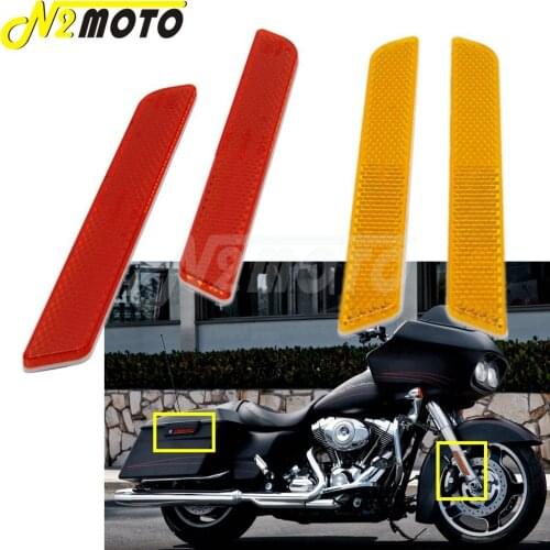 2PCS Motorcycle Reflector Sticker Saddlebag Latch Cover Front Fork Leg Reflector Safety Warning Decal For Harley Electra Glide