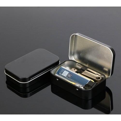 24 Pack Case Metal Rectangular Empty Hinged Tins Box Containers Black Mini Portable Box Jewelry Candy Coin Key Organizer
