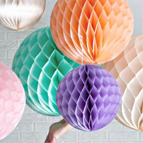 5Pcs 6inch Solid Color Tissue Paper Pompom Ball Hanging Wedding Party Home Decor honeycomb ball
