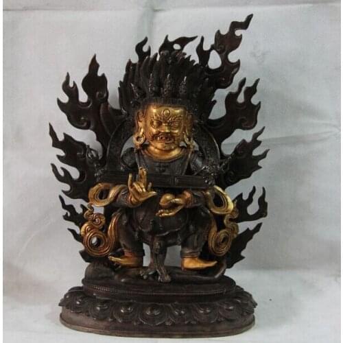 Fast shipping USPS to USA S1039 Tibet Buddhism Old Copper Bronze Vajrapani Vajrabhairava Mahakala Buddha Statue