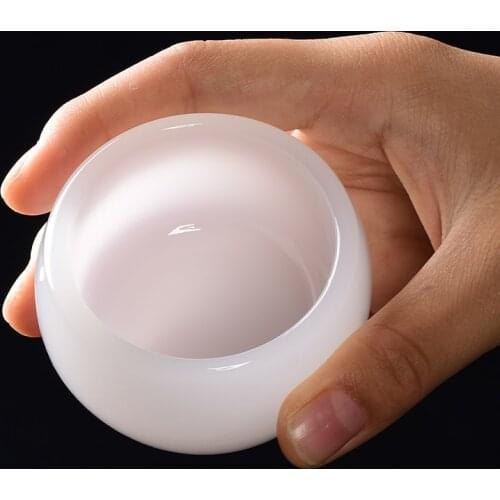 Tea Bowl 70ml White Jade Porcelain Cup Master Puer Tea Cups Beauty Teacup Chinese Kung Fu Teaware Drinkware Container Crafts