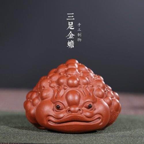 Pure hand made tea pet three legged Golden Toad manufacturer customized wholesale caiyuanbao one for distribution