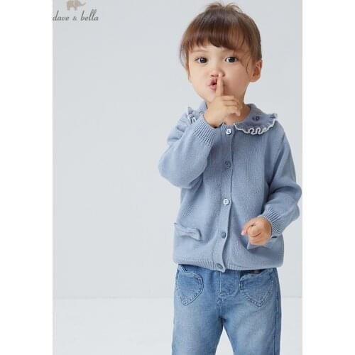 DBZ19130 dave bella autumn infant baby girls fashion bow floral cardigan kids toddler coat children cute knitted sweater