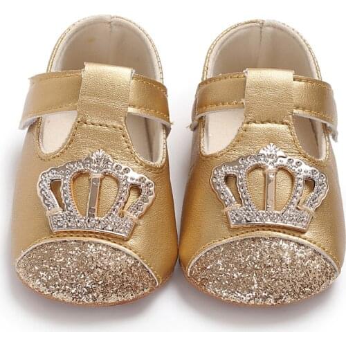 Baby Shoes Spring Autumn PUborn Baby Girl Princess Shoes PU Crown Bling Fashion Princess Shoes First Walker