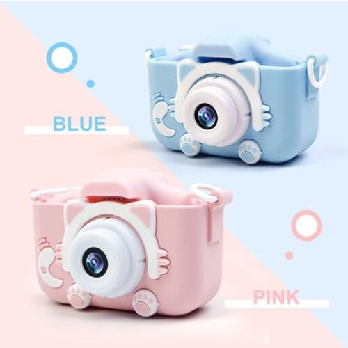 Children Kids Camera Cute Toy Cat Mini Digital Camera IPS Screen HD 1080P 20 Megapixel Dual Camera Birthday Gift For Girl Boy