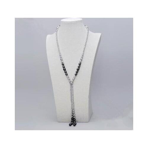 Hot sell double color round sea shell pearl long necklace fashion jewelry
