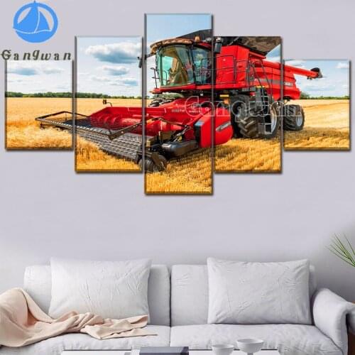 5 Pcs Field Summer Vehicles Tractor Wheat Picture 5D Diy Diamond Painting Full Drill Mosaic Embroidery Cross Stitch Home Decor