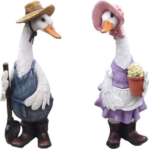 Ceramic Duck Garden Decoration Daze Duckduck Resin Statue Garden Figurines Animal Figure Sculpture Crafts Yard Ornament