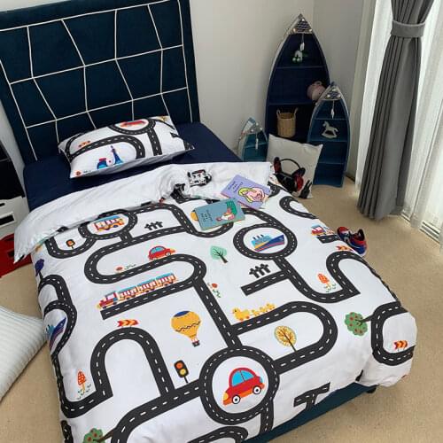Cute City Track Classic Bedding Sets Duvet/Quilt Cover with pillowcase Kid Home Bedroom Decor Children Birthday New Year Gift