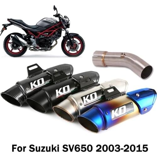 Modified Exhaust System Middle Mid Pipe Connect Link Tube Slip On Racing Muffler Tip No DB Killer For Suzuki SV650 2003-2015