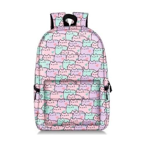 Fashion Pusheen Backpacks For Teenager Female Cute Cat Printing Laptop BackPack School Students Bag Pack Sac A Dos