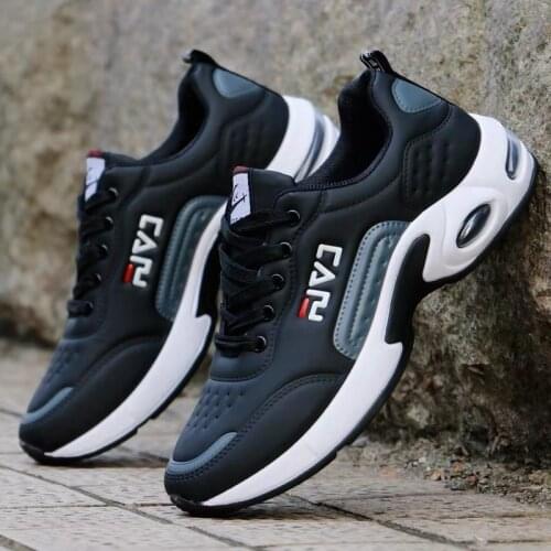 2020 Autumn Mens Casual Sports Shoes Lace-Up Men for Waterproof Soft Sole Pu Leather Cushion Non-slip Running Shoes Student