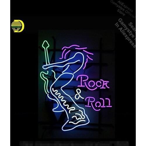 Neon Sign Rock and Roll Guitaris Neon Light Sign Beer Pub Restaurant Home Display coors light neon sign Guitar Store Display Bar