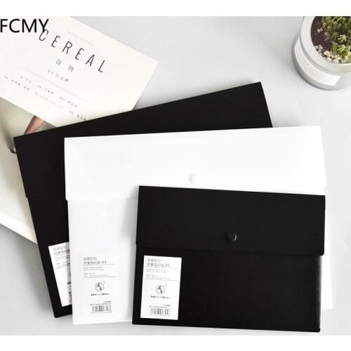 2021 New A3/A5/B5 Portable File Folder Big Capacity Document Bag Simple Business Briefcase Plastic Storage Organizer Snap Bag