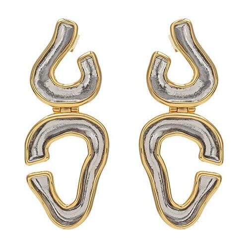 New designer gold letter earrings irregular vintage earrings geometric fashion
