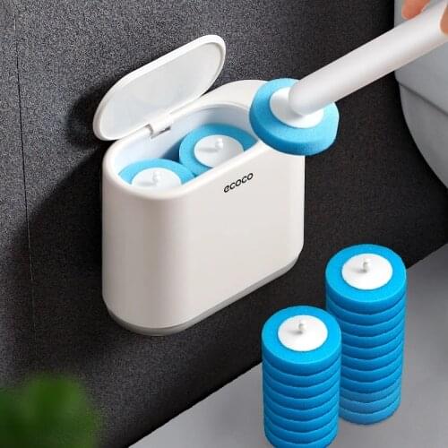 Disposable Toilet Brush Holder With Cleaning For Bathroom Toilet Wall Mounted Replacement Brush Head Toilet Brush Cleaner Set