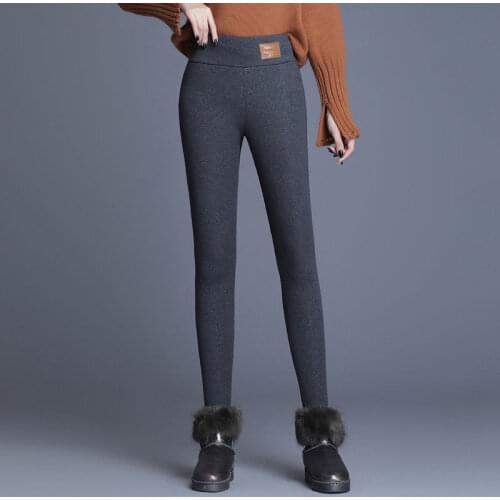 Office Lady Pencil Pants Autumn Winter Warm Trousers High Waist Stretch Pants Female Casual Thick Skinny Fitness Leggings Women
