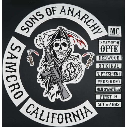 Original Son of Anarchy Embroidered Motorcycle Biker Club Patch Clothes Stickers Apparel Accessories Badge