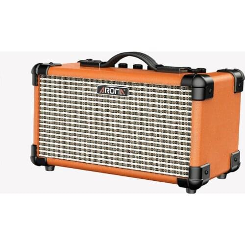AROMA TM-15A ELECTRIC Guitar Amplifier 15W Portable Amp with Microphone Interface Built-in Rechargeable Battery and Bluetooth