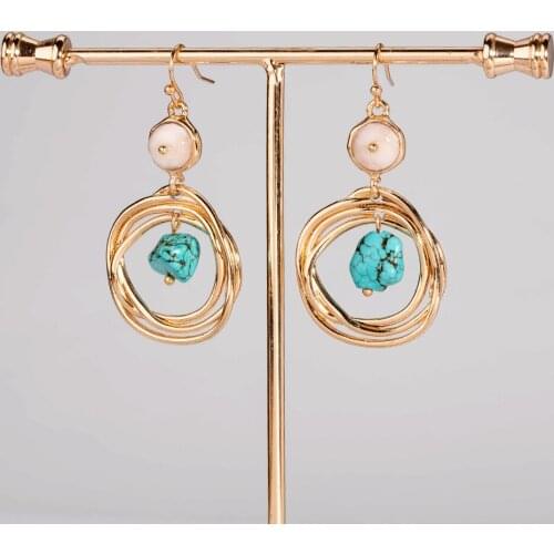 2021 Gold Vintage Turquoise Drop Earrings Fashion Jewelry Earrings For Women Gothic Party Gift Wholesale Jewelry