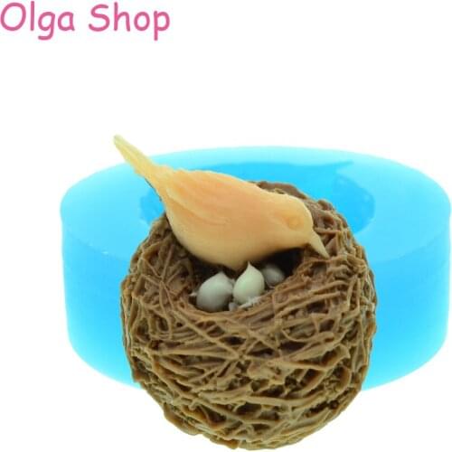 DYL044 33.9mm Bird with Nest Silicone Mould - Cake Decoration, Fondant, Scrapbooking, Chocolate Mold, Cookie Biscuit, Resin Mold