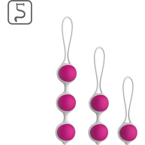 Silicone Micro-yin Ball Three-piece Set of Female Dumbbell Exerciser Adult Supplies G Spot Massager Clitoris Stimulator