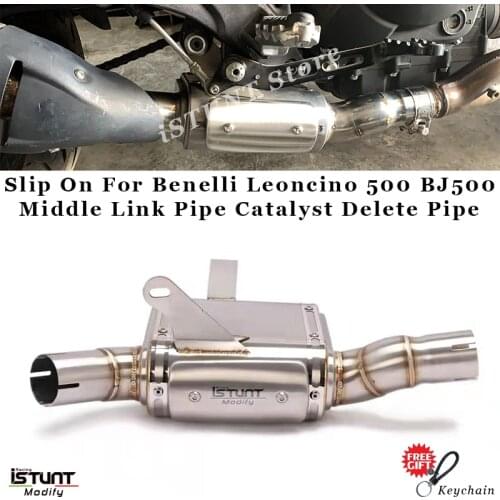 Slip On For Benelli Leoncino 500 BJ500 Motorcycle Exhaust Modified Stainless Steel Box Middle Link Pipe Catalyst Delete Pipe