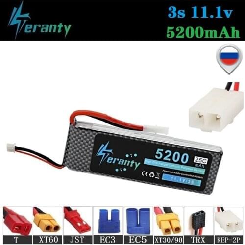 Tamiya Connectors 5200mAh 11.1v Rechargeable Battery For RC Cars Robot Boat Drone Helicopter Parts 3s battery 11.1v lipo Battery