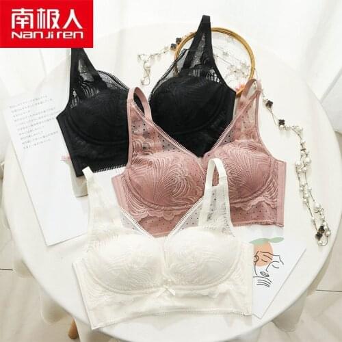 NANJIREN Traditional Lingerie Women Underwear Set Silk Wire Free Solid Color Seamless One-Piece Push Up Breathable Bra