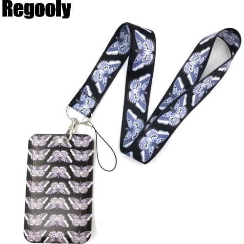 Vintage Butterfly Lanyard Credit Card ID Holder Bag Student Women Travel Card Cover Badge Car Keychain Gifts Accessories