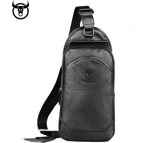 Large Capacity Genuine Leather Mens Chest Bag Vintage High Quality Messenger Shoulder Bag Fashion