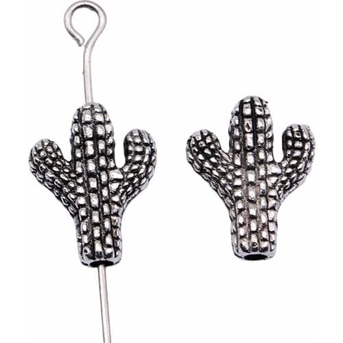 WYSIWYG 20pcs 12x10mm Antique Silver Color Cactus Beads For Jewelry Making DIY Jewelry Findings