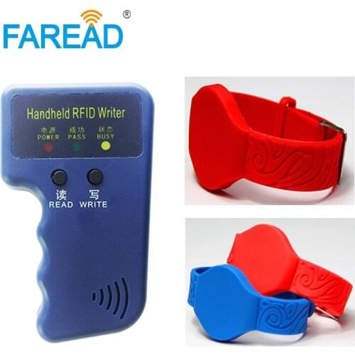 X1pc RFID Copier Writer +x100pcs Free shipping 125khz TK4100/EM4100 EM4305/T5577 Wristband Adjustable RFID Bracelet With Locked