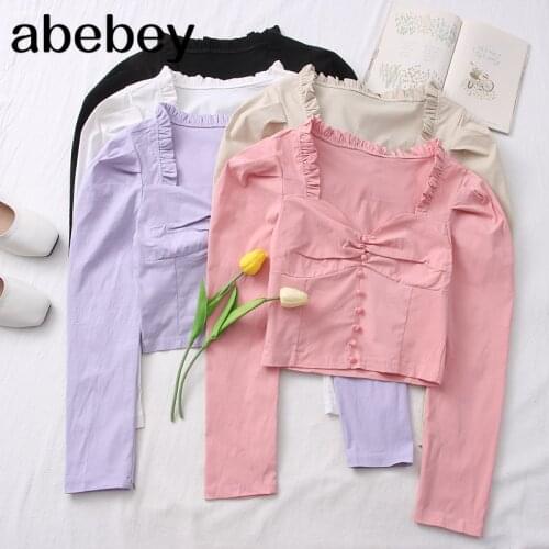 Women sweet peter pan collar lace stitching casual poplin blouse shirts women puff sleeve white chemise chic tops