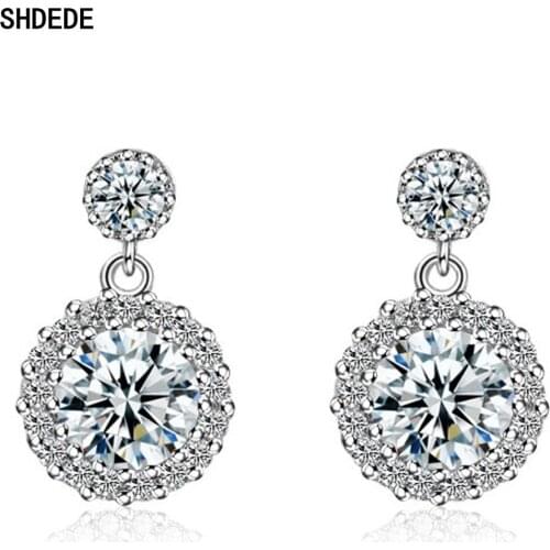SHDEDE Fashion 925 Sterling Silver Ladies Drop Earrings For Women Jewelry Gift Embellished With Crystals From Swarovski -X287