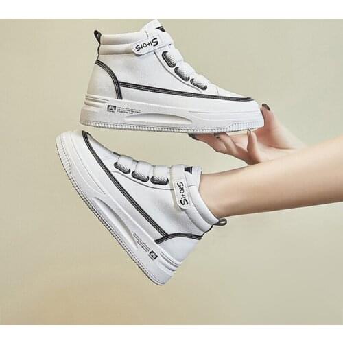 Platform High Sneakers for Women White Casual Sports Walking Shoes Female Autumn 2021 Fashion Woman Chunky Vulcanized Flat Shoes