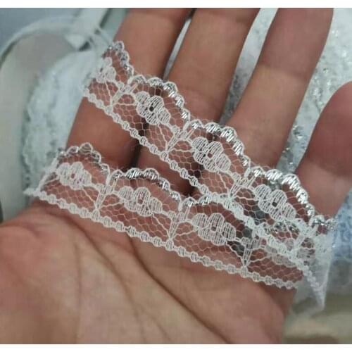 1Yards Embroidery Silver Gold Lace Fabric Clothes 1.3cm 1.8cm Ribbon Guipure Lace Trim Dress Sewing Laces Materials Crafts LE51