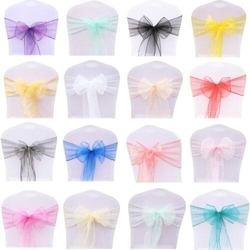 10/50 / 100Pcs Organza Wedding Chair Sashes Wedding Chair Knot For Wedding Party Christmas Decoration Hotel Supplies