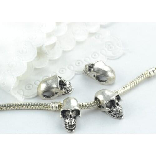 10 pcs Silver Plated skull Charms alloy Pendants for Bracelet Necklace Jewelry Making Accessories DIY 1881