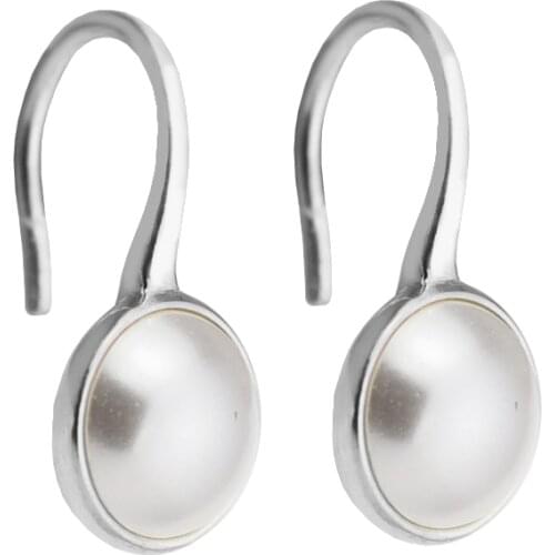 100% 925 Sterling-Silver-Jewelry Luminous Droplets Earring with White Crystal Pearl Free Shipping