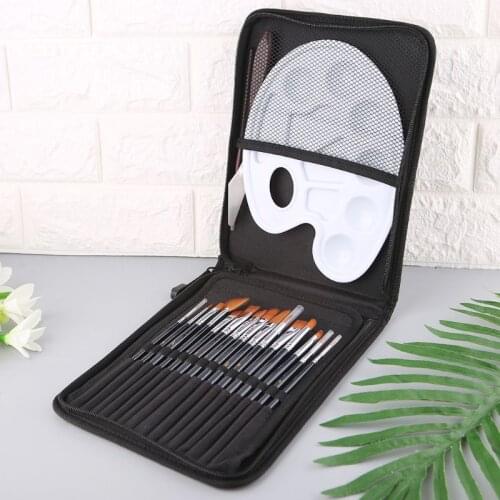 18pcs/Set Paint Brush Wooden Acrylic Painting Palette Gouache Cosmetic Art Kit Drawing Pens