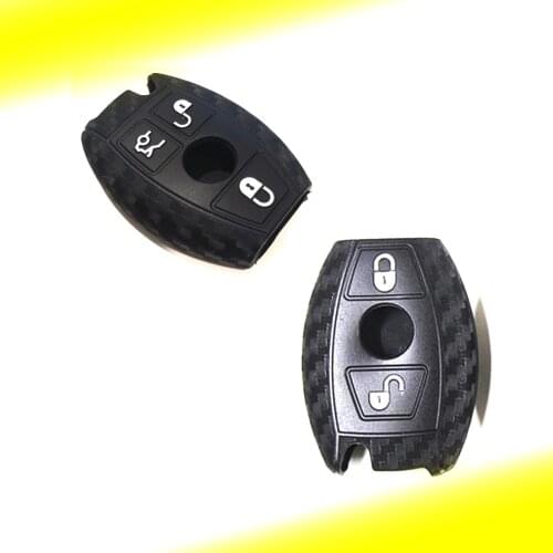 2/3 Buttons Carbon Silicone Car Key Case Auto Key Protector Cover For Mercedes For Benz A180 A200 A260 w214 w211 A Class