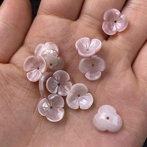 3pcs Carven Pink Shell Flower Pure Natural Material Petals 3D Flower Beads for Handmade Necklace DIY Jewelry Making