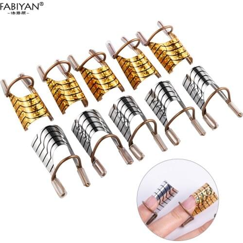 5pc Nail Art C Curved Shape Extension Guide Tips French Foil Acrylic Polish Gel UV Design Form Reusable Metal Mold Manicure Tool