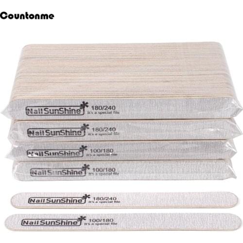 50 Pcs /Lot 100/180 /240 Grit Wooden Nail Files Block Strong Sandpaper Washable Wood Files Emery Board Manicure Tools Set