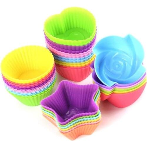 6pcs Cupcake Mold Silicone Reusable Bakeware Muffin Mold Cake Mold Rainbow Cup
