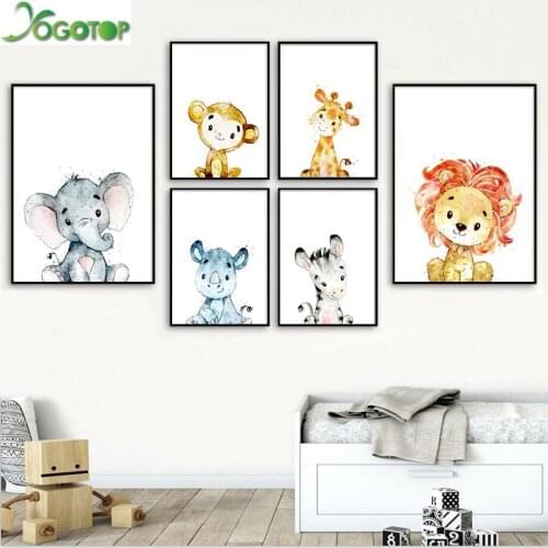 Lion Giraffe Zebra Elephant diy diamond painting Wall Art 5D embroidery Nursery Animal Wall Pictures Baby Kids Room Decor YY1628