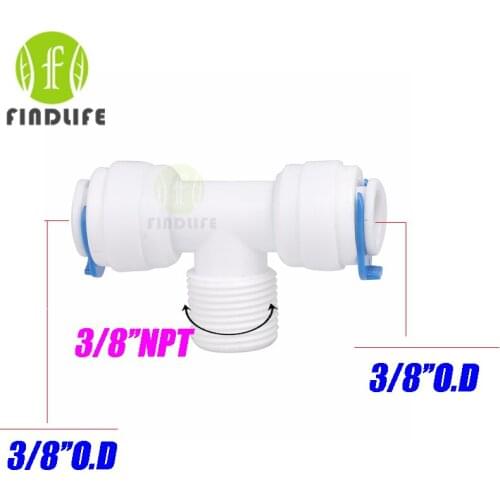 Water Filter Parts 5 PCS T Typle 3/8" OD Tube 3/8"NPT BSP middle male Quick Connector Aquarium Reverse Osmosis System 6066