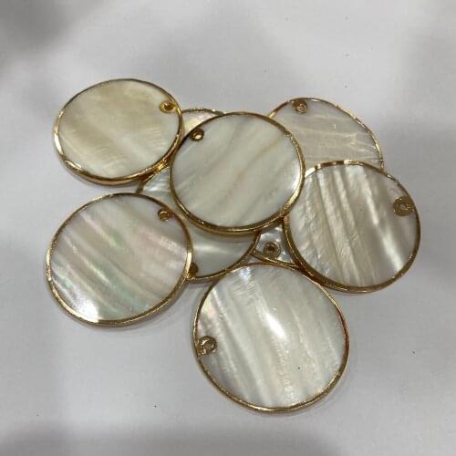 Natural Shell Pendants White Round Seashell Charm Slices for Jewelry Making Earrings Necklace Bracelet Accessories Craft DIY